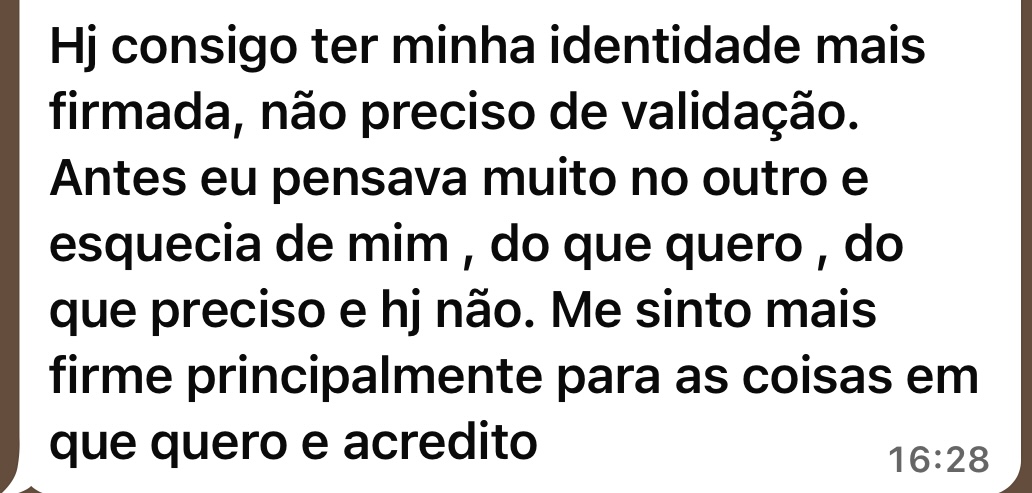 Depoimento de mentorada sobre identidade firmada